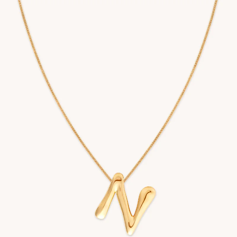 Luxury Meets Affordability – Jewelry Sale Live Now N Initial Bold Pendant Necklace in Gold Luxury Meets Affordability – Jewelry Sale Live Now N Initial Bold Pendant Necklace in Gold