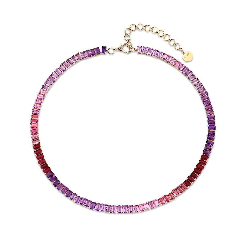 Chic And Stylish Jewelry At Exclusive Prices PINK SAPPHIRE OMBRE ETERNITY NECKLACE