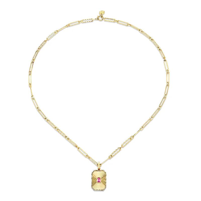 Luxury Jewelry Sale – Sparkle For Less PINK SAPPHIRE RADIANT DECO PENDANT NECKLACE