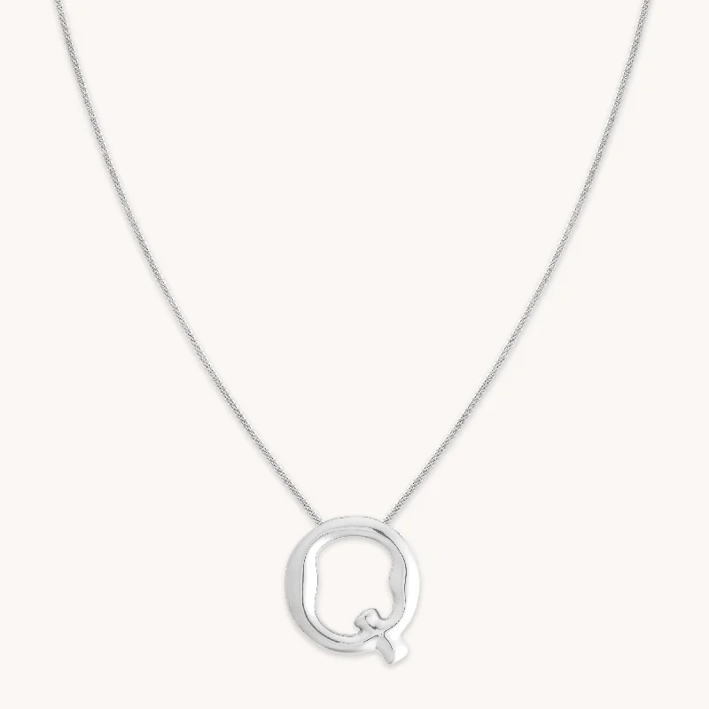 Fashion-Forward Jewelry At Incredible Prices Q Initial Bold Pendant Necklace in Silver Fashion-Forward Jewelry At Incredible Prices Q Initial Bold Pendant Necklace in Silver
