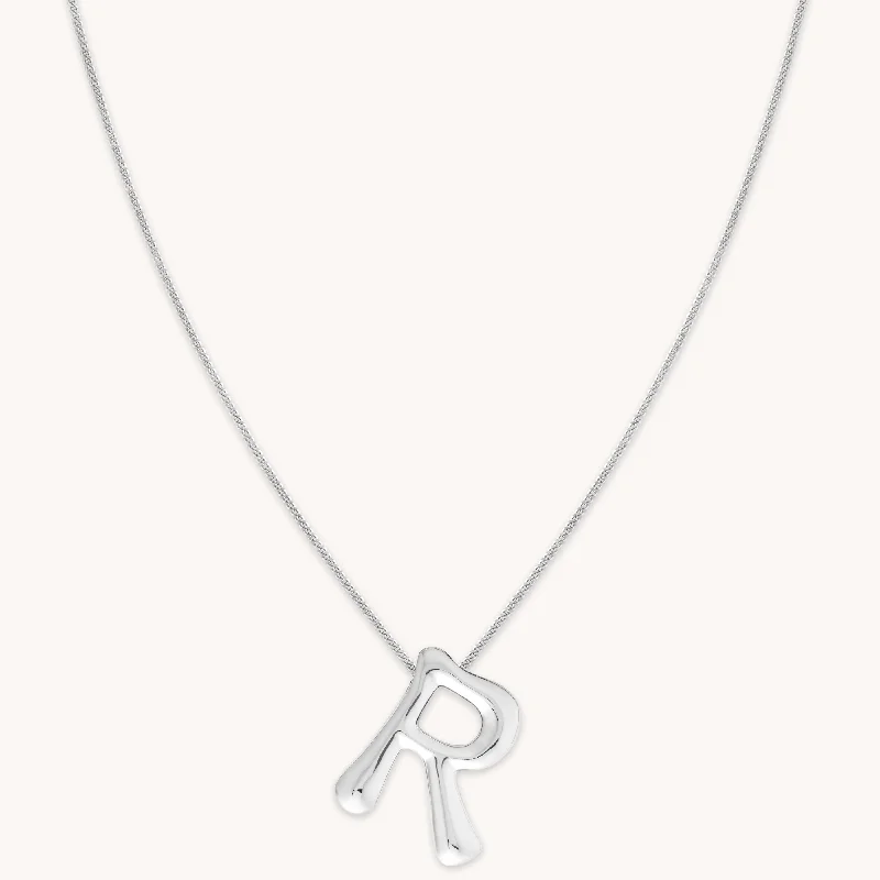 Premium Jewelry At Special Low Prices For A Limited Time R Initial Bold Pendant Necklace in Silver Premium Jewelry At Special Low Prices For A Limited Time R Initial Bold Pendant Necklace in Silver