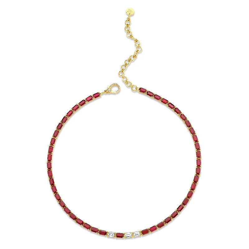 Flash Sale On Stunning Jewelry – Don't Miss Out RUBY & DIAMOND TENNIS NECKLACE