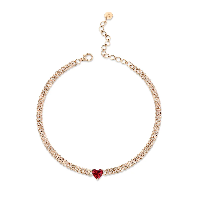 Fashion-Forward Jewelry At Incredible Prices RUBY HEART MINI PAVE LINK NECKLACE