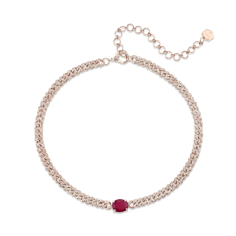 Exclusive Jewelry Offers – Sparkle For Less RUBY SOLITAIRE OVAL PAVE MINI LINK NECKLACE Exclusive Jewelry Offers – Sparkle For Less RUBY SOLITAIRE OVAL PAVE MINI LINK NECKLACE