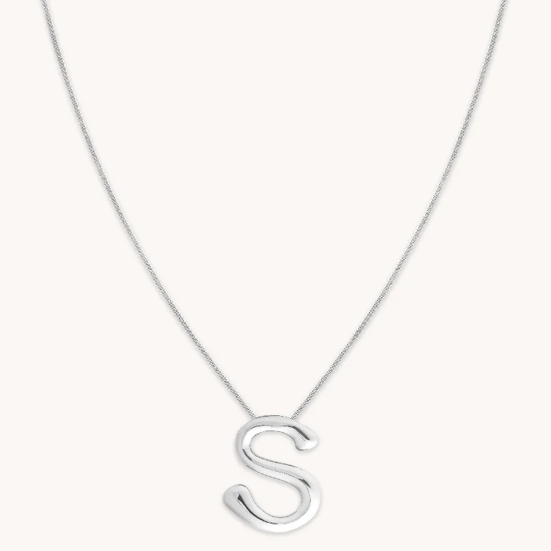 Shop Elegant Jewelry At Unbeatable Prices S Initial Bold Pendant Necklace in Silver