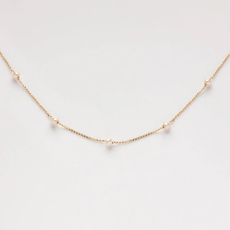 High-End Sparkle, Low-End Prices – Jewelry Sale Live Solid Gold Delicate Pearl Chain Necklace High-End Sparkle, Low-End Prices – Jewelry Sale Live Solid Gold Delicate Pearl Chain Necklace
