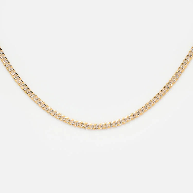 Luxury Handcrafted Jewelry For Elegant Looks Solid Gold Mixed Metal Curb Chain Necklace Luxury Handcrafted Jewelry For Elegant Looks Solid Gold Mixed Metal Curb Chain Necklace