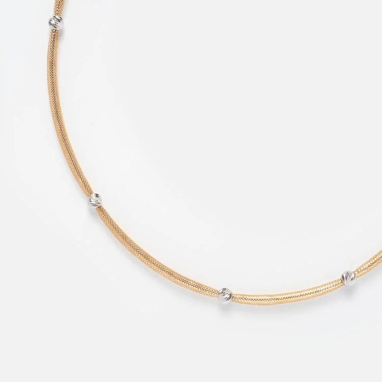 Shop Stylish Jewelry Now And Save Big Solid Gold Mixed Metal Mesh Beaded Necklace
