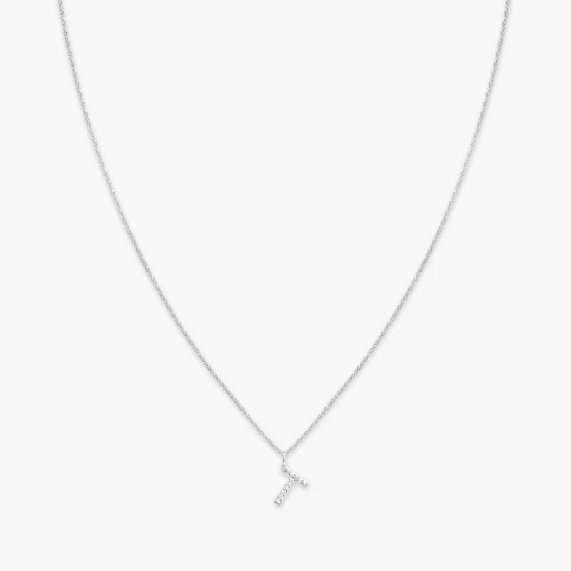 Shop Stylish Jewelry Now And Save Big T Initial Pavé Pendant Necklace in Silver