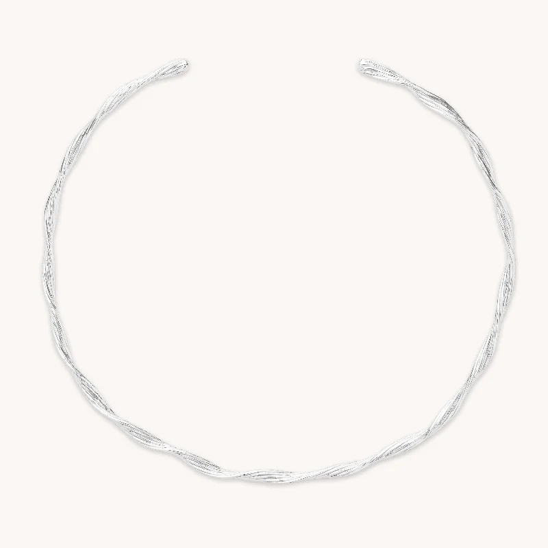 Upgrade Your Jewelry Collection For Less Twist Cuff Necklace in Silver