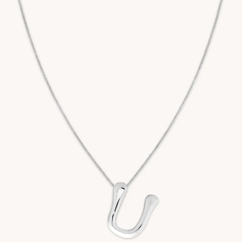 Handcrafted Jewelry Sale – Unique Designs At Low Prices U Initial Bold Pendant Necklace in Silver Handcrafted Jewelry Sale – Unique Designs At Low Prices U Initial Bold Pendant Necklace in Silver