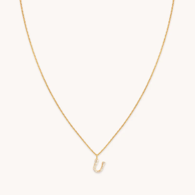 Jewelry Sale – Exclusive Styles At Lower Prices U Initial Pavé Pendant Necklace in Gold Jewelry Sale – Exclusive Styles At Lower Prices U Initial Pavé Pendant Necklace in Gold