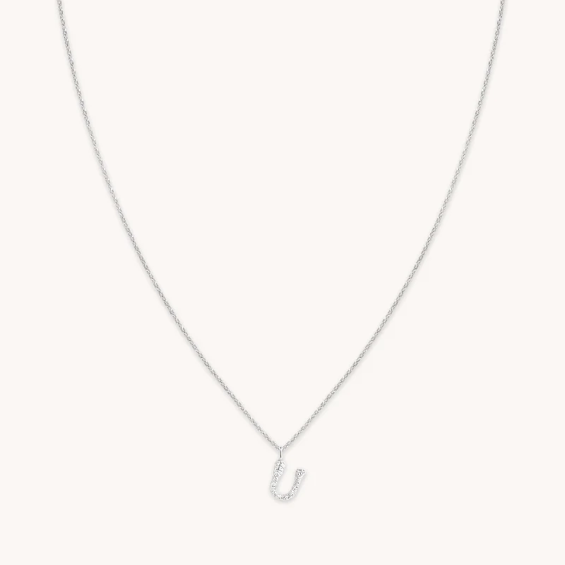Stunning Jewelry At Even More Stunning Prices U Initial Pavé Pendant Necklace in Silver Stunning Jewelry At Even More Stunning Prices U Initial Pavé Pendant Necklace in Silver