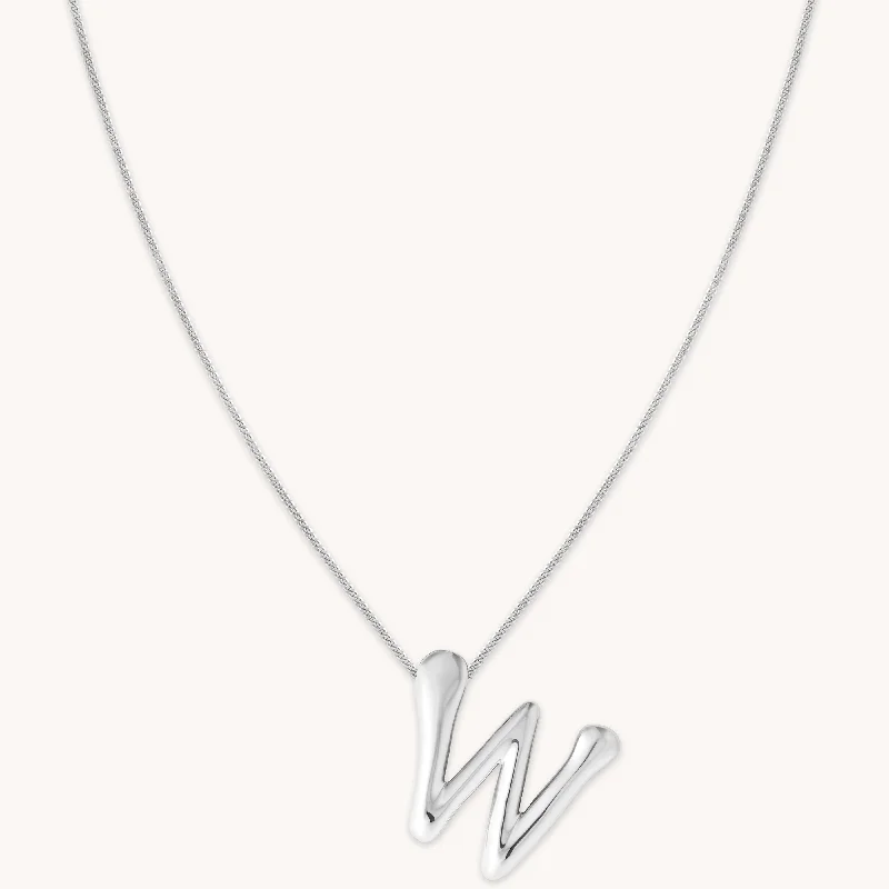 Shop Dazzling Jewelry At The Best Prices W Initial Bold Pendant Necklace in Silver Shop Dazzling Jewelry At The Best Prices W Initial Bold Pendant Necklace in Silver