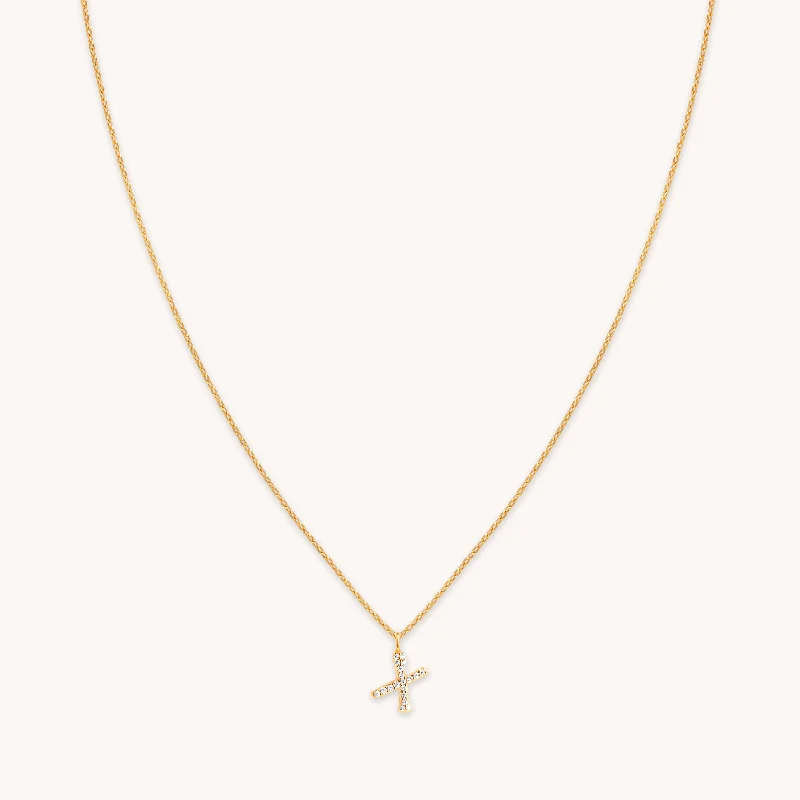 Shop Fine Jewelry With Amazing Deals X Initial Pavé Pendant Necklace in Gold