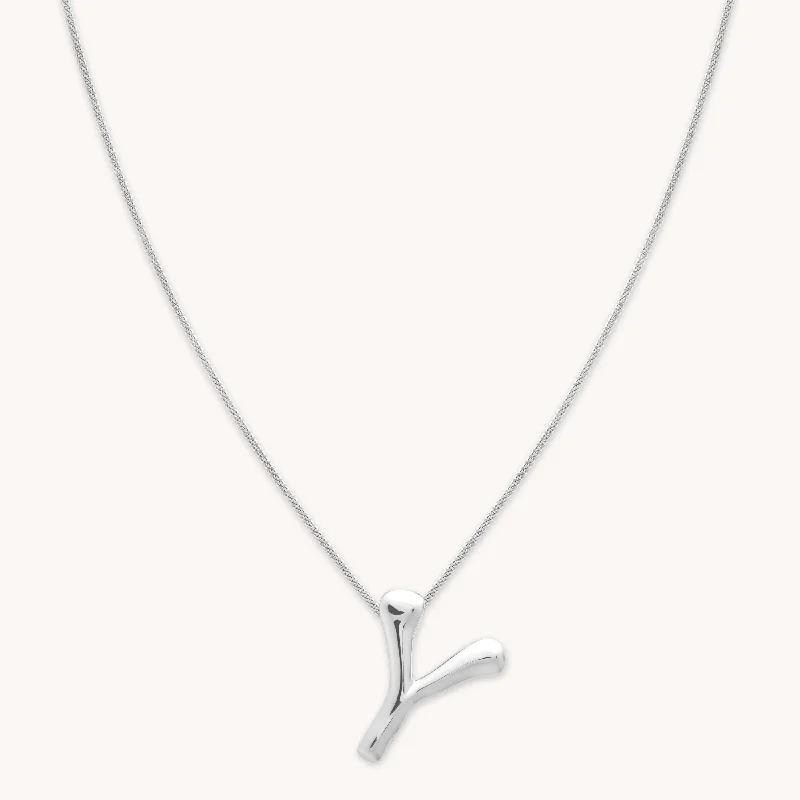 Limited-Stock Jewelry Sale – Once It's Gone, It's Gone Y Initial Bold Pendant Necklace in Silver Limited-Stock Jewelry Sale – Once It's Gone, It's Gone Y Initial Bold Pendant Necklace in Silver