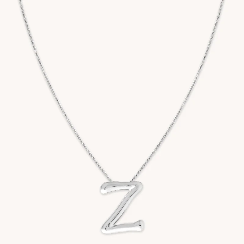 Luxury Jewelry At Unbeatable Discounts Z Initial Bold Pendant Necklace in Silver