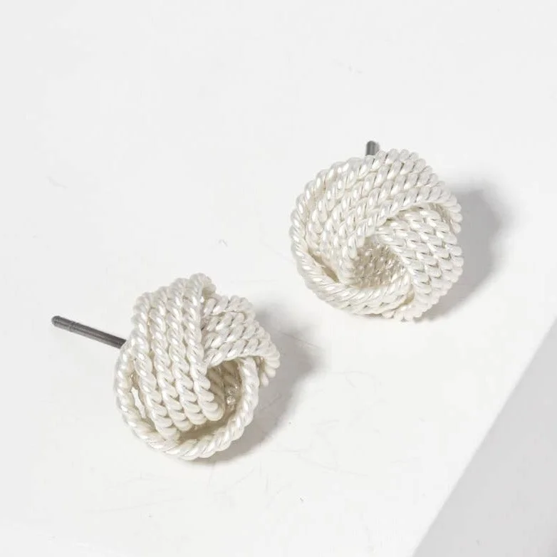 Eco-Friendly Sustainable Jewelry For Conscious Buyers Silver Chunky Rope Love Knot Stud Earrings Eco-Friendly Sustainable Jewelry For Conscious Buyers Silver Chunky Rope Love Knot Stud Earrings