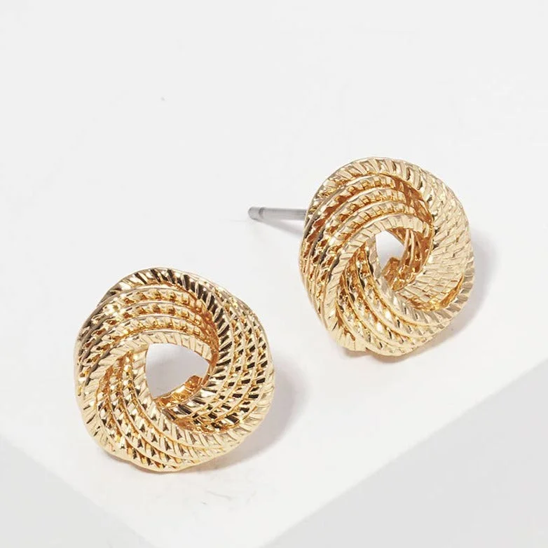 Trendy Minimalist Jewelry For Everyday Wear Gold Rope Knot Stud Earrings