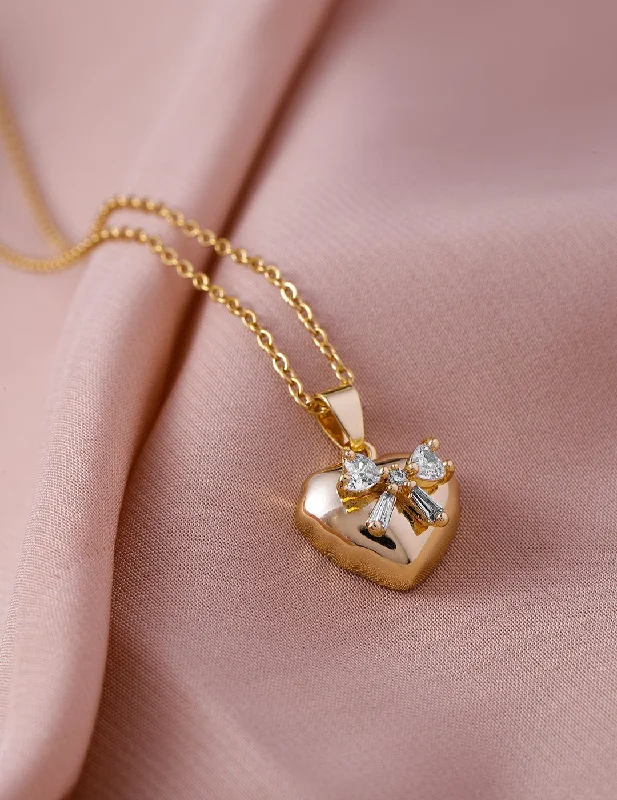 Grab Your Favorite Jewelry At The Lowest Prices Rubans 18K Gold Plated Stainless Steel Tarnish-Free Waterproof Zirconia Studded Heart Necklace Grab Your Favorite Jewelry At The Lowest Prices Rubans 18K Gold Plated Stainless Steel Tarnish-Free Waterproof Zirconia Studded Heart Necklace