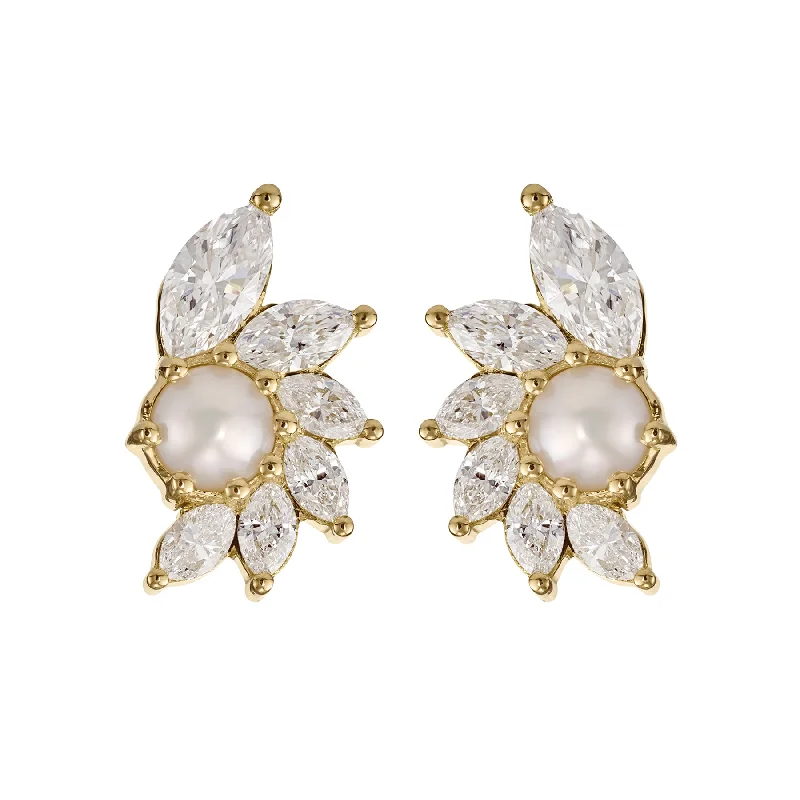 Premium Jewelry Now Available At Special Discounts Camellia Diamond & Pearl Stud Earrings Premium Jewelry Now Available At Special Discounts Camellia Diamond & Pearl Stud Earrings