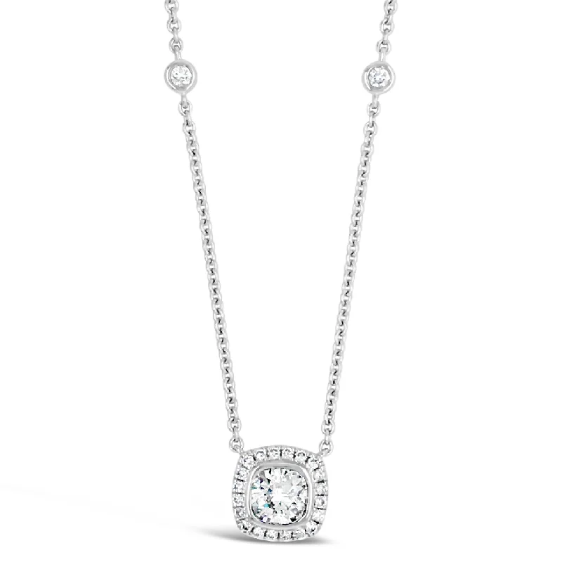 Gorgeous Jewelry, Limited-Time Savings Cushion Diamond Pendant Necklace with Bezel-Set Diamond Chain Gorgeous Jewelry, Limited-Time Savings Cushion Diamond Pendant Necklace with Bezel-Set Diamond Chain