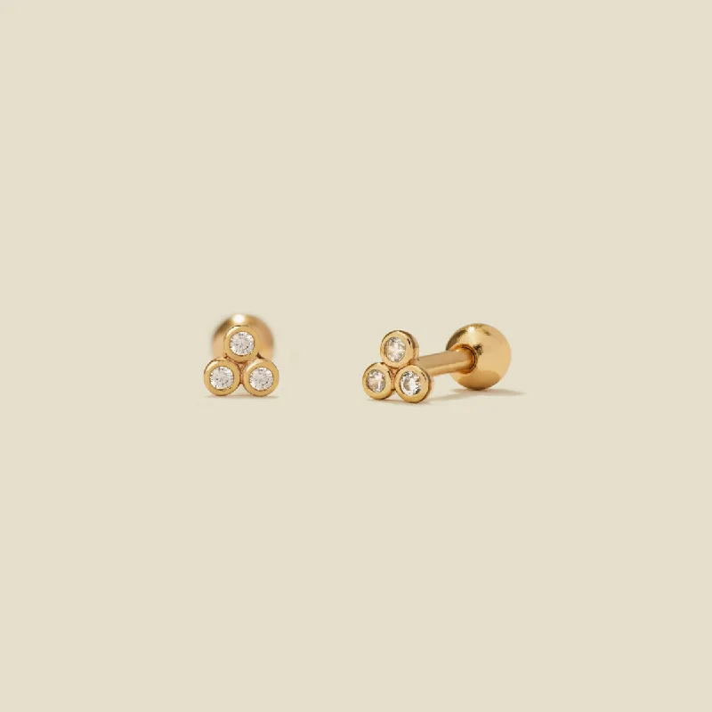 Seasonal Jewelry Sale – Upgrade Your Style Today CZ Bezel Trinity Stud Earrings