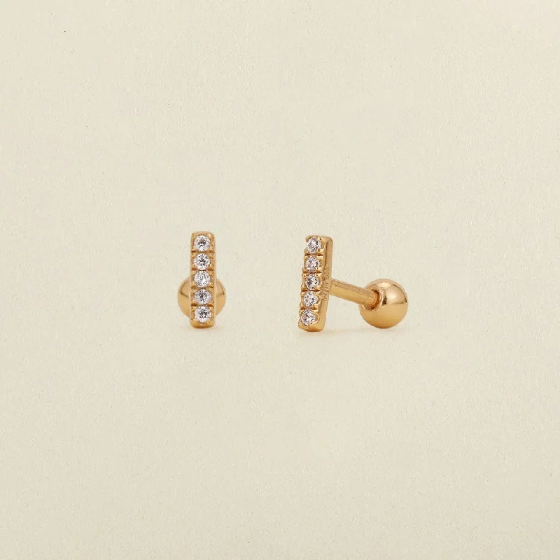 Luxury Jewelry Sale – Sparkle For Less CZ Mini Bar Stud Earrings