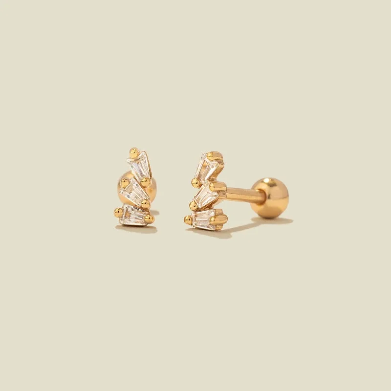 Limited-Time Offer On Premium Jewelry Collections CZ Triple Baguette Stud Earrings