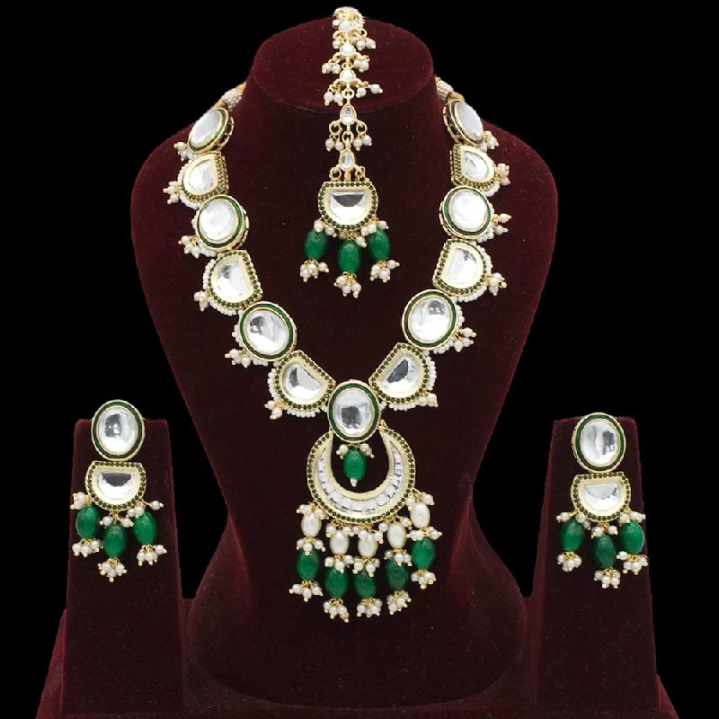 Unmissable Discounts On Timeless Jewelry Pieces FS Collection Gold Plated Kundan Stone And Pearls Necklace Set