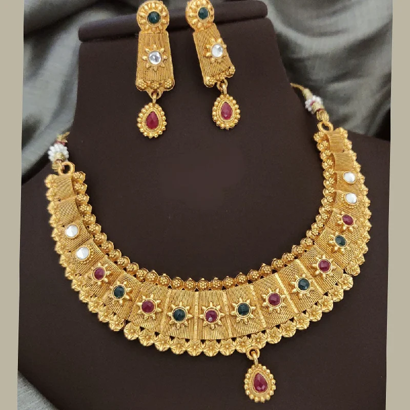 Exclusive Online Discounts On Stylish Jewelry FS Collection Gold Plated Pota Stone Necklace Set Exclusive Online Discounts On Stylish Jewelry FS Collection Gold Plated Pota Stone Necklace Set