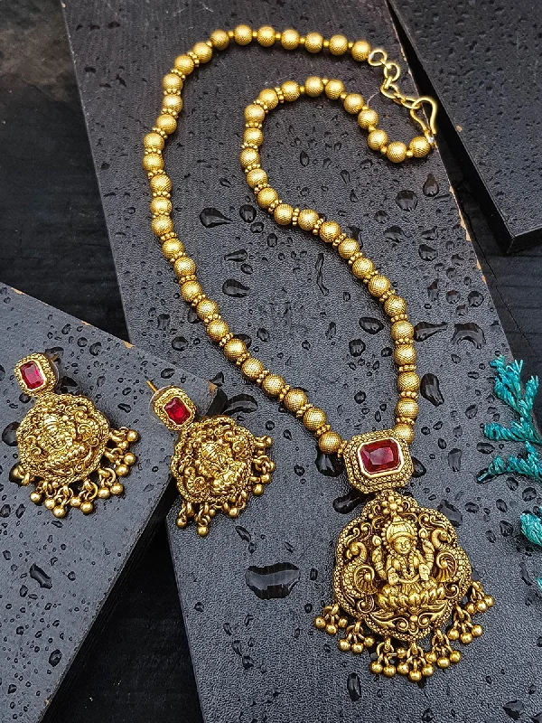 Celebrate With Sparkle – Jewelry Sale Now Live Gold Plated Long Temple design Necklace Set