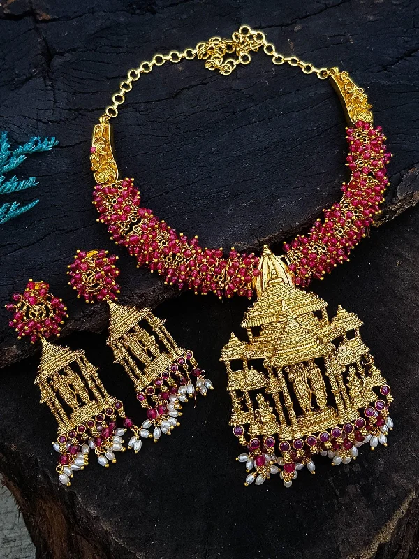 Bestselling Jewelry Now On Sale – Elevate Your Look Gold Plated Premium Exclusive Ayodhya Temple Inspired Necklace set Bestselling Jewelry Now On Sale – Elevate Your Look Gold Plated Premium Exclusive Ayodhya Temple Inspired Necklace set