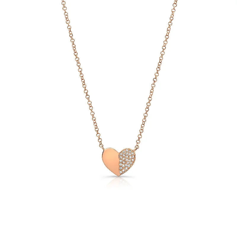 Handcrafted Jewelry Sale – Unique Designs At Low Prices Half-Diamond Heart Pendant Necklace Handcrafted Jewelry Sale – Unique Designs At Low Prices Half-Diamond Heart Pendant Necklace