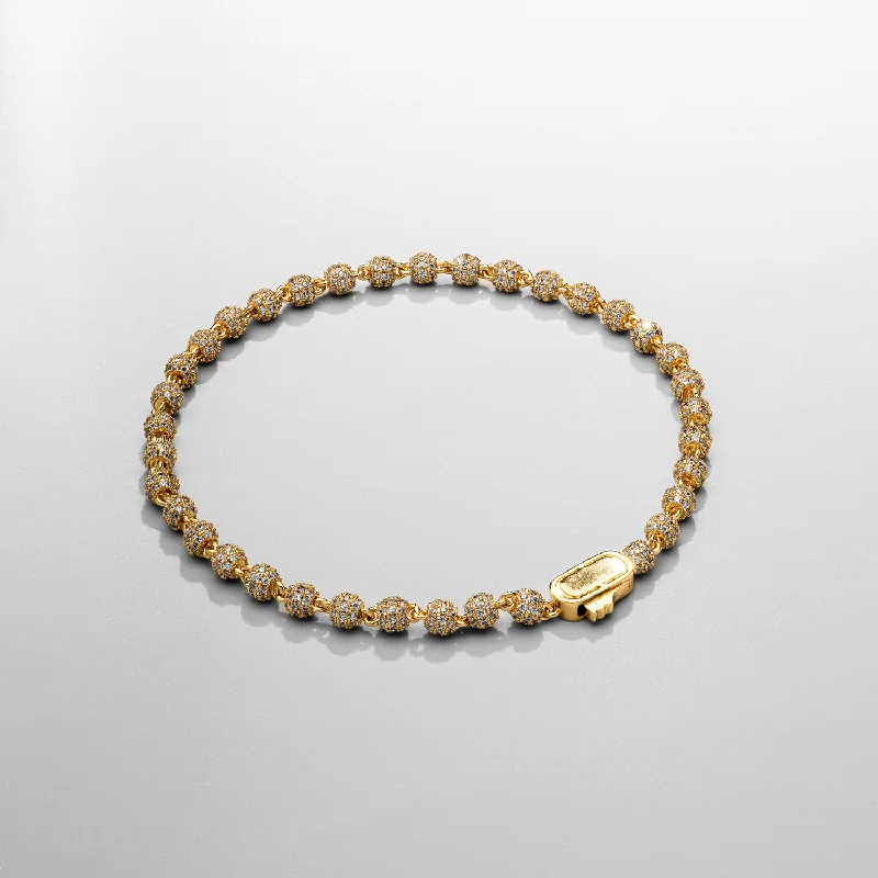 Grab Your Dream Jewelry At The Lowest Prices Iced Ball Pendant Bracelet (Gold) 4mm