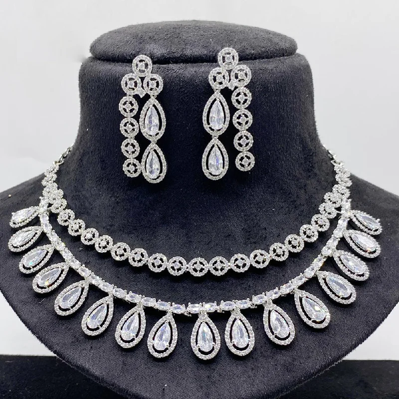 Shop Dazzling Jewelry At The Best Prices JCM Silver Plated American Diamond Necklace Set Shop Dazzling Jewelry At The Best Prices JCM Silver Plated American Diamond Necklace Set