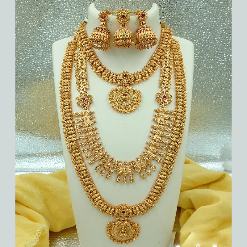 Seasonal Jewelry Deals – Elevate Your Style Joyful Jewel Art Matte Gold Plated Pota Stone Temple Necklace Combo Seasonal Jewelry Deals – Elevate Your Style Joyful Jewel Art Matte Gold Plated Pota Stone Temple Necklace Combo