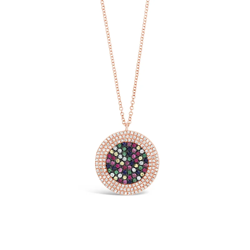 Elegant Jewelry Styles At Budget-Friendly Prices Multicolor Gemstone & Diamond Disc Pendant Necklace Elegant Jewelry Styles At Budget-Friendly Prices Multicolor Gemstone & Diamond Disc Pendant Necklace