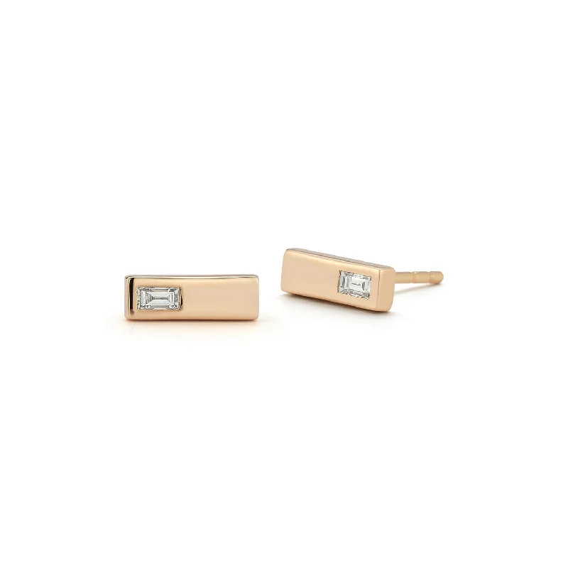 Delicate Crystal Jewelry For Sophisticated Charm OTTOLINE 18K DIAMOND BAGUETTE STUD EARRINGS Delicate Crystal Jewelry For Sophisticated Charm OTTOLINE 18K DIAMOND BAGUETTE STUD EARRINGS