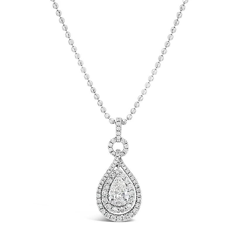 Shop Stylish Jewelry Now And Save Big Pear-Shaped Diamond Double Halo Pendant Necklace Shop Stylish Jewelry Now And Save Big Pear-Shaped Diamond Double Halo Pendant Necklace