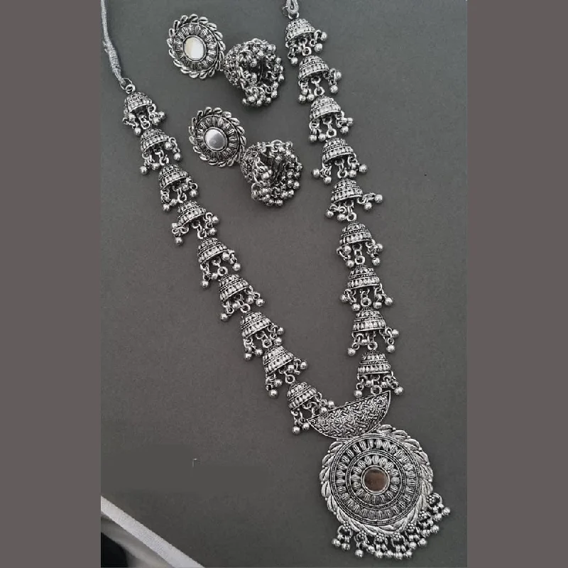 Breathtaking Jewelry, Breathtaking Prices Pooja Bangles Oxidised Plated Mirror Long Necklace Set