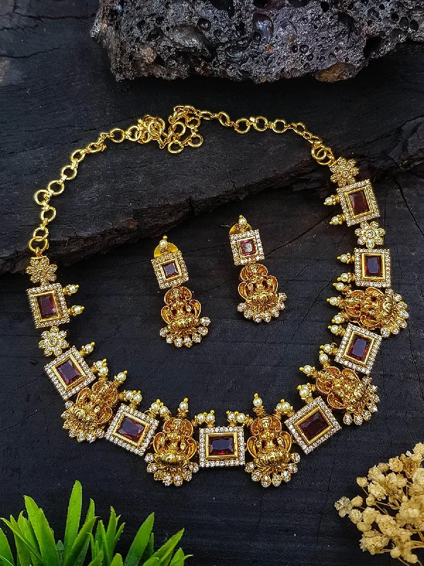 Limited-Time Offer On Elegant Jewelry Pieces Premium Cz Stone Classic Temple Necklace Set Limited-Time Offer On Elegant Jewelry Pieces Premium Cz Stone Classic Temple Necklace Set