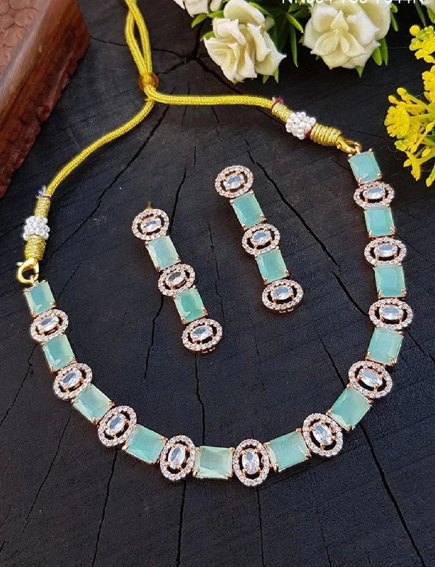 Get The Best Deals On Timeless Jewelry Pieces Premium Quality CZ Zercon Rose Gold finish with Pastel green and white zercon Necklace set Get The Best Deals On Timeless Jewelry Pieces Premium Quality CZ Zercon Rose Gold finish with Pastel green and white zercon Necklace set