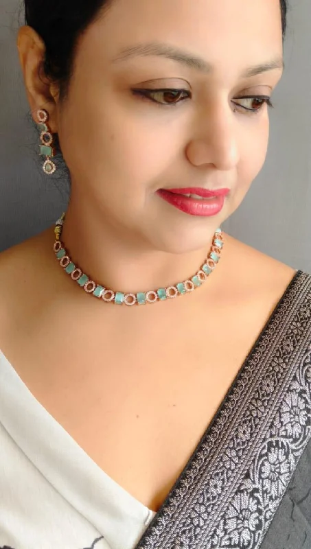 Exclusive Jewelry Sale – Limited-Time Discounts Premium Quality CZ Zercon Rose Gold finish with Pastel green Necklace set Exclusive Jewelry Sale – Limited-Time Discounts Premium Quality CZ Zercon Rose Gold finish with Pastel green Necklace set