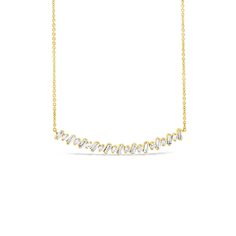 Exclusive Jewelry Bundles At Discounted Rates Round & Baguette Diamond Bar Necklace