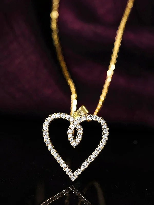 Seasonal Jewelry Sale – Upgrade Your Collection Rubans 22K Gold Plated Chain Necklace With Heart Pendant Seasonal Jewelry Sale – Upgrade Your Collection Rubans 22K Gold Plated Chain Necklace With Heart Pendant