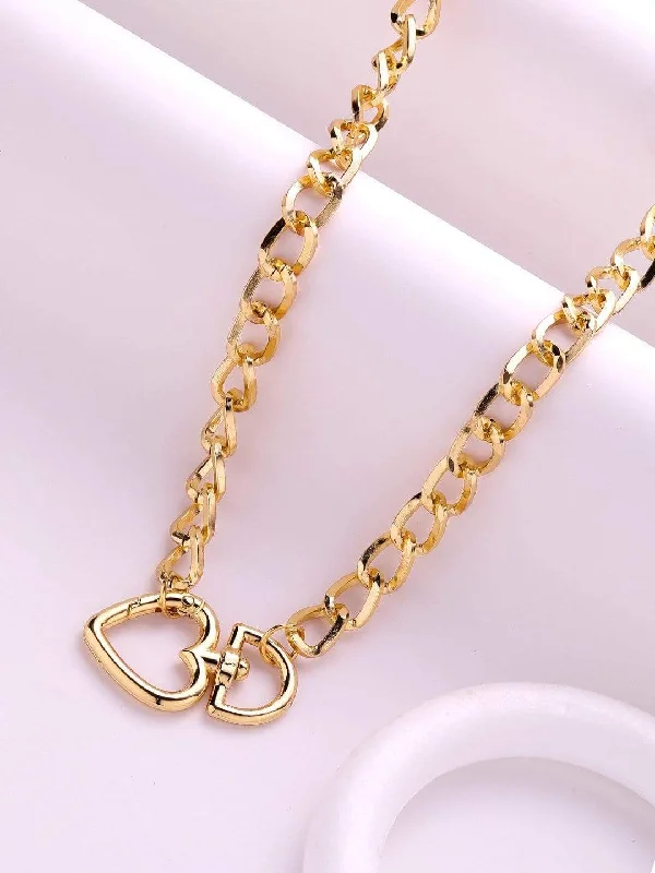 Bestselling Jewelry At Special Promotional Rates TOKYO TALKIES X Rubans Gold Plated Handcrafted Heart Shape Interlinked Chain Necklace Bestselling Jewelry At Special Promotional Rates TOKYO TALKIES X Rubans Gold Plated Handcrafted Heart Shape Interlinked Chain Necklace