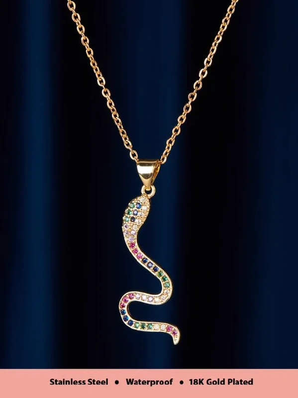 Elegant Jewelry At Unbeatable Offers – Shop Before It's Gone Rubans Voguish 18K Gold Plated Stainless Steel Waterproof Chain With Multicolour Zircons Studded Serpent Pendant . Elegant Jewelry At Unbeatable Offers – Shop Before It's Gone Rubans Voguish 18K Gold Plated Stainless Steel Waterproof Chain With Multicolour Zircons Studded Serpent Pendant .