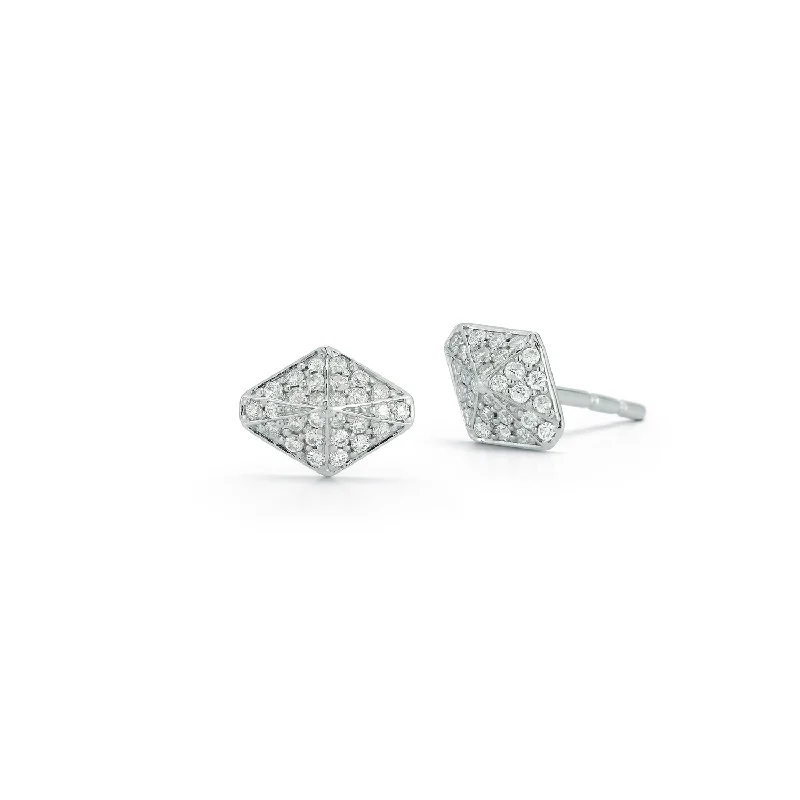 Bohemian-Inspired Jewelry For Free-Spirited Fashion SYDNEY 18K WHITE GOLD AND DIAMOND MINI ORIGAMI STUD EARRINGS Bohemian-Inspired Jewelry For Free-Spirited Fashion SYDNEY 18K WHITE GOLD AND DIAMOND MINI ORIGAMI STUD EARRINGS
