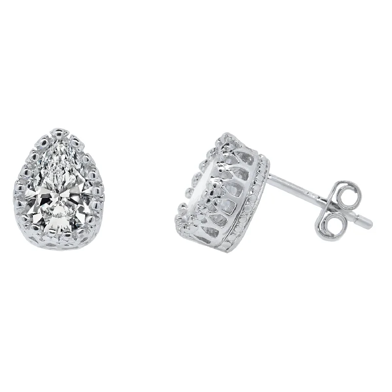 Romantic Heart-Shaped Jewelry For Special Gifts Zola 18k White Gold Plated Sterling Silver Teardrop Stud Earrings with Simulated Diamond Crystals Romantic Heart-Shaped Jewelry For Special Gifts Zola 18k White Gold Plated Sterling Silver Teardrop Stud Earrings with Simulated Diamond Crystals